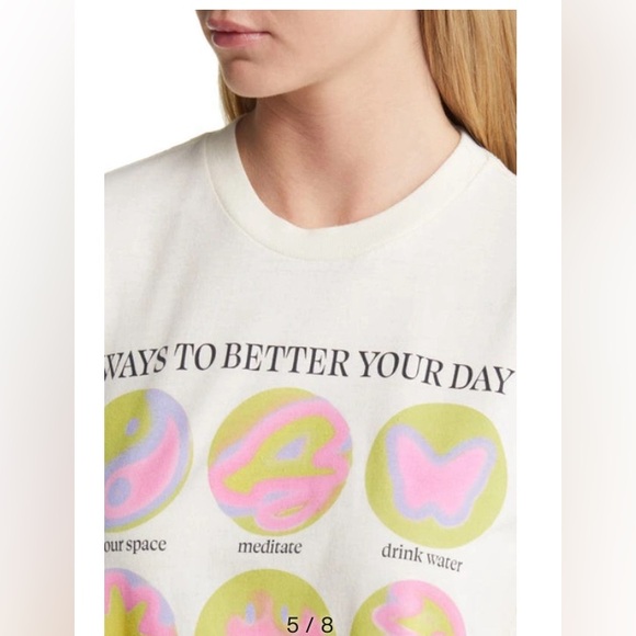 Better Your Day Recycled Bland Graphic Tee in Washed White | New No Tags | XS/S - Picture 4 of 10